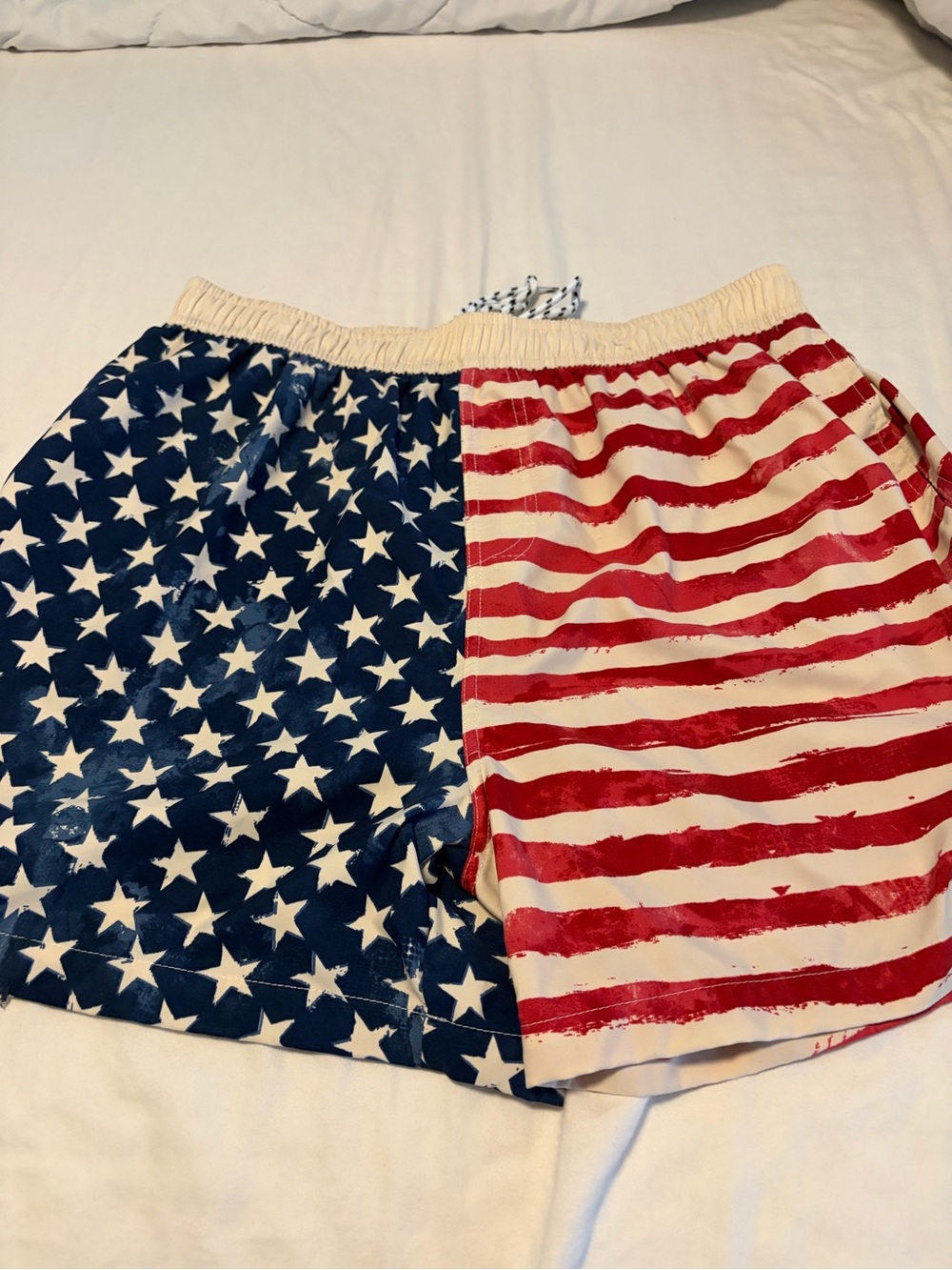 Bluewater Beach American Flag Print Swim Shorts - Red, White & Blue - Size XL